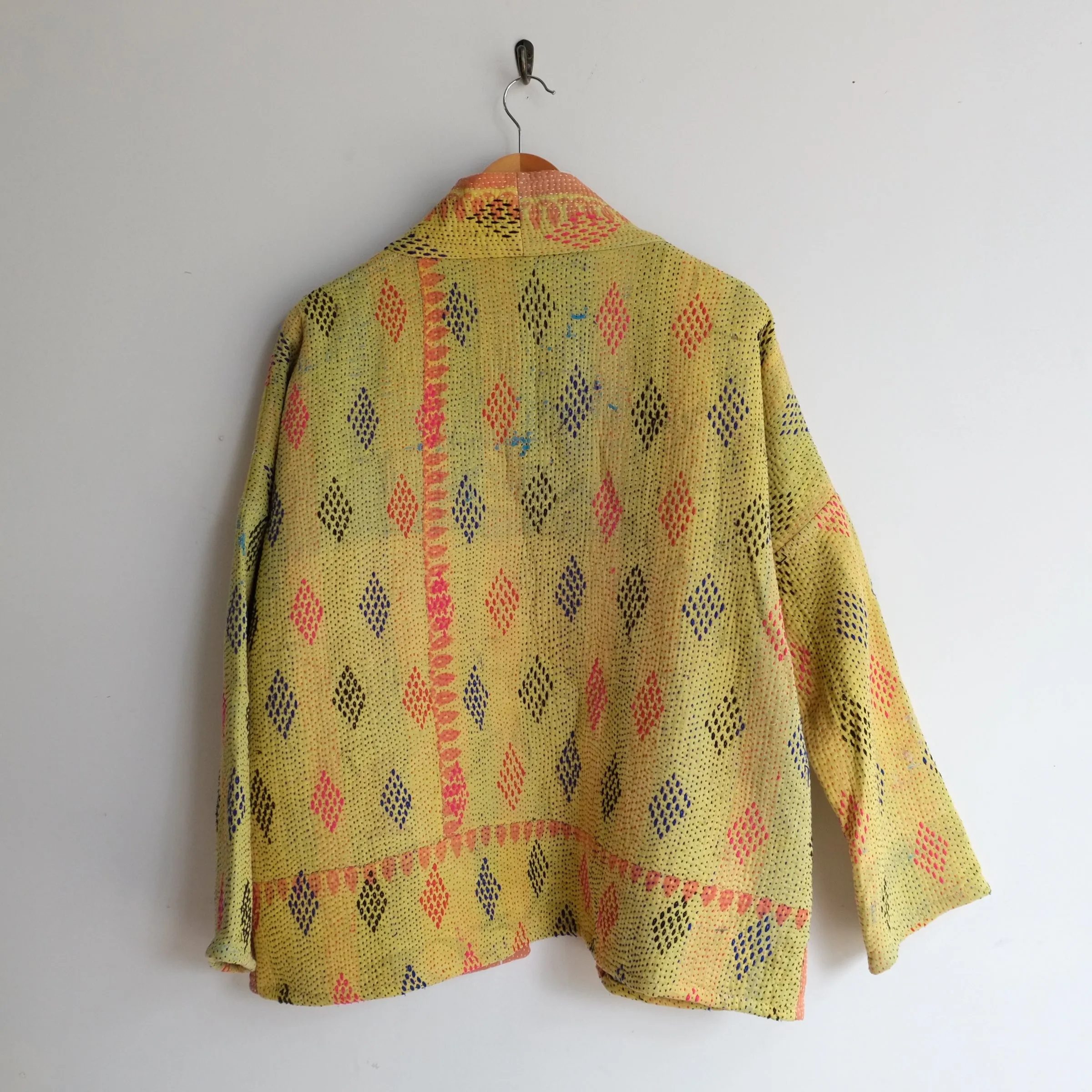 XS Yellow with Multicolor Embroidered Diamonds Anoushka Jacket LM141