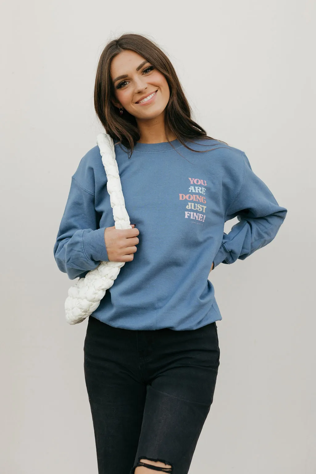 You Are Doing Just Fine Pullover-Indigo Blue