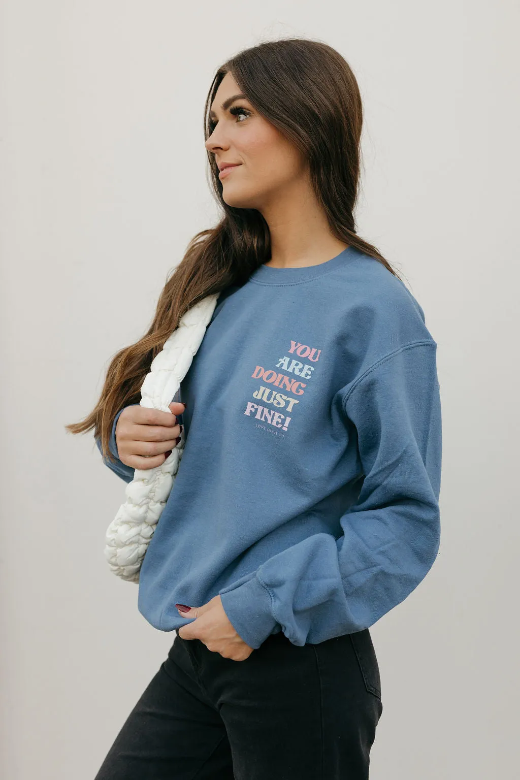 You Are Doing Just Fine Pullover-Indigo Blue