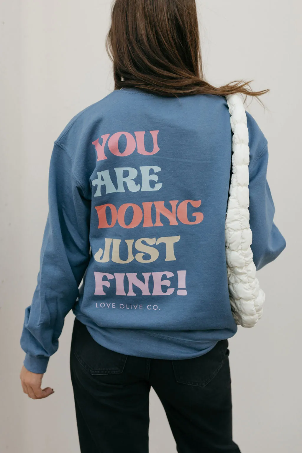 You Are Doing Just Fine Pullover-Indigo Blue