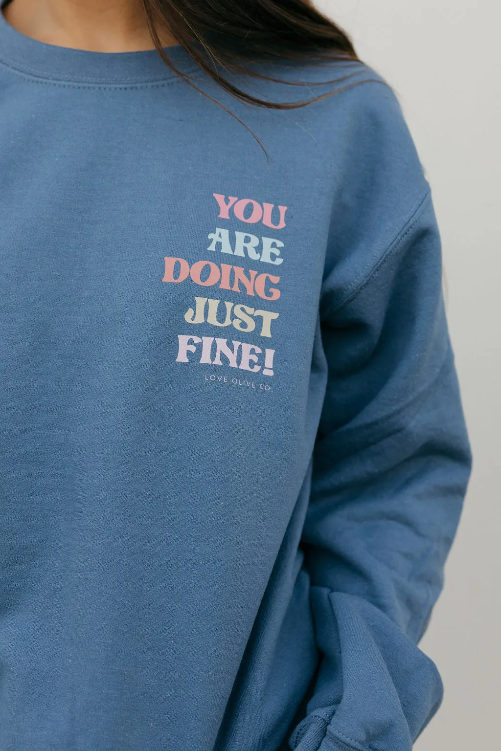 You Are Doing Just Fine Pullover-Indigo Blue